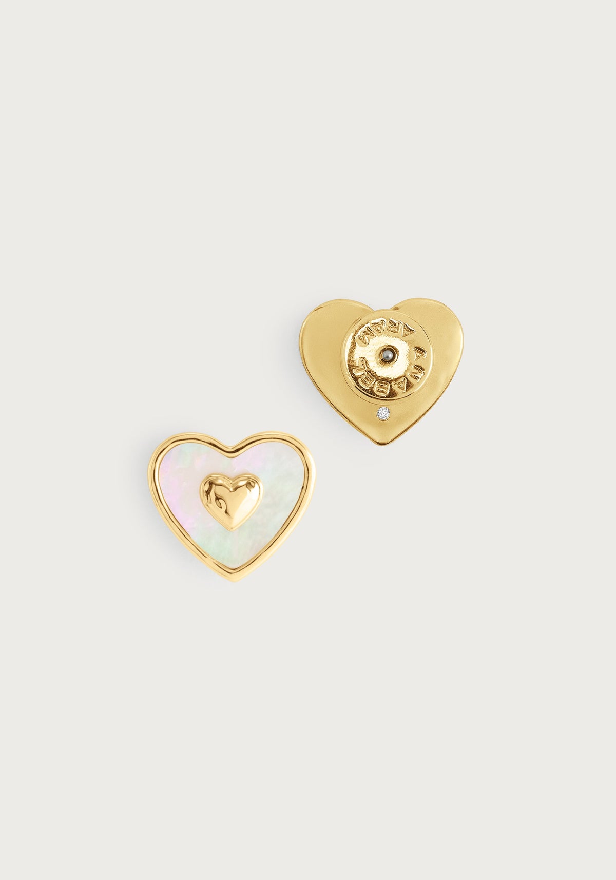 Heart Radiant Pearl Gold Stud Earrings