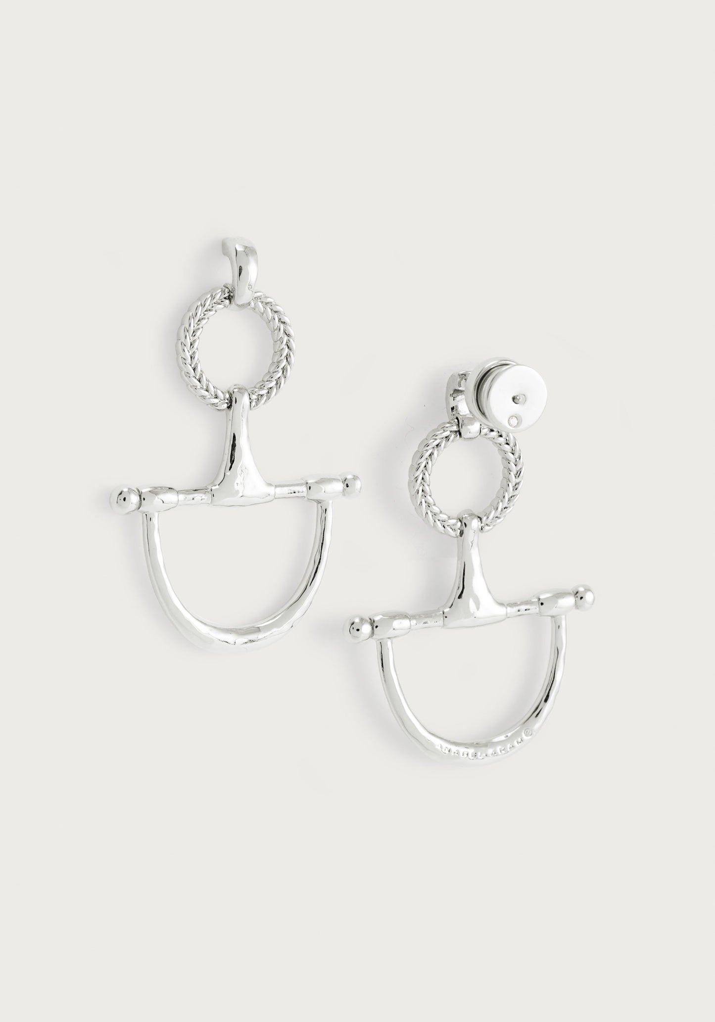 Cheval Bit Drop Earrings, Silver