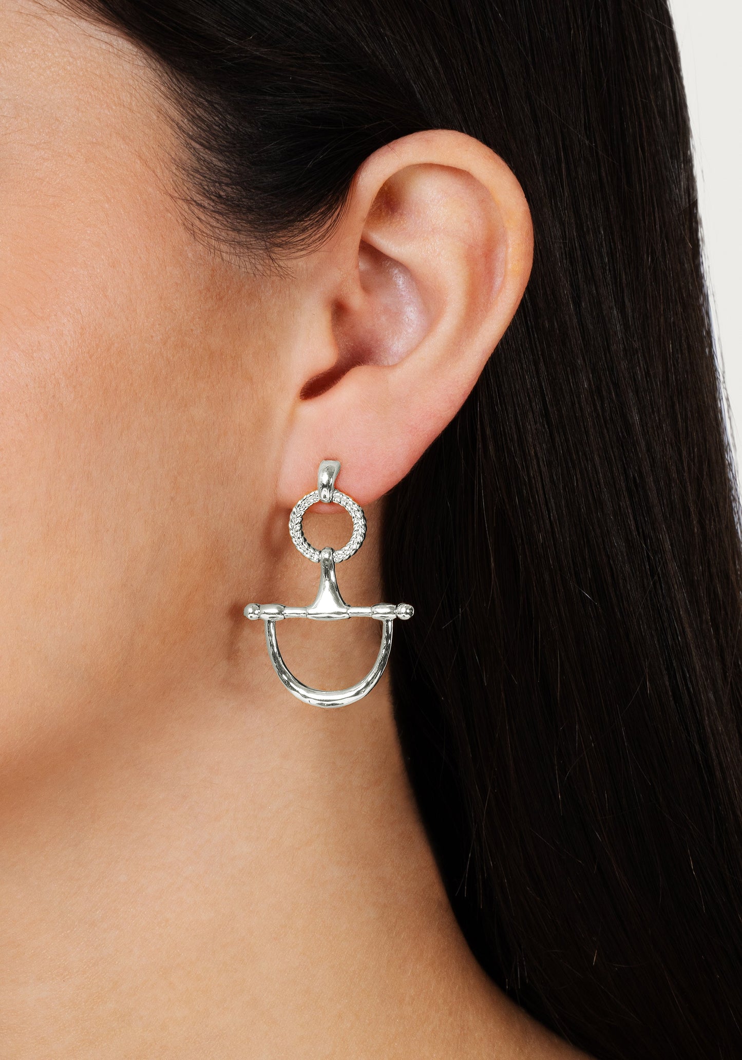 Cheval Bit Drop Earrings, Silver