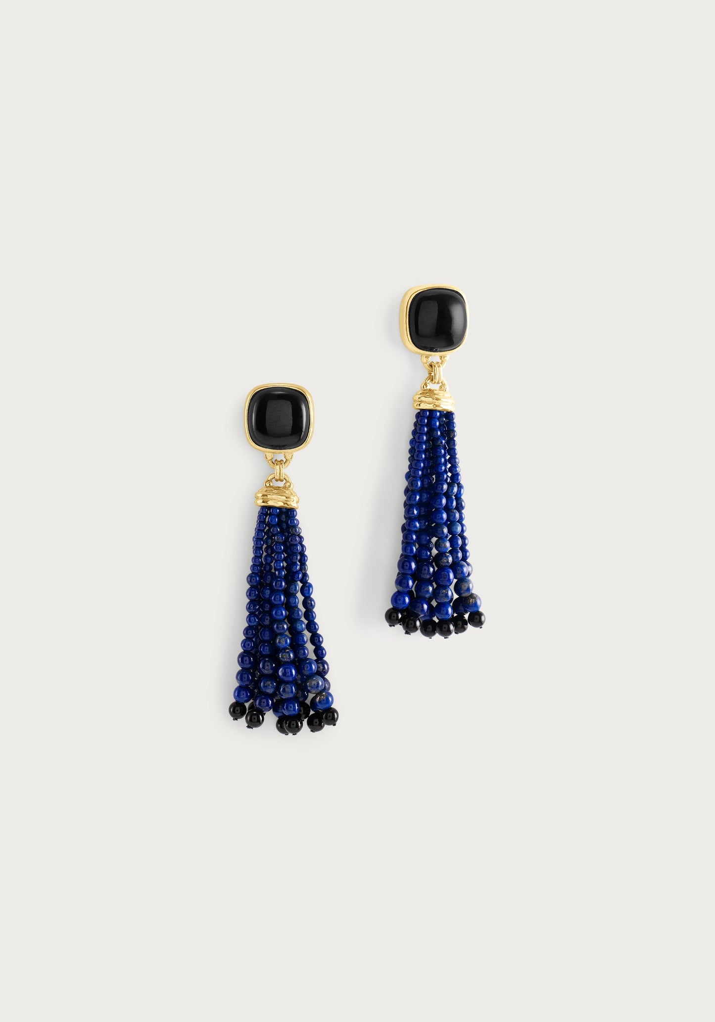 Forza Tassel Earring, Lapis and Black Onyx