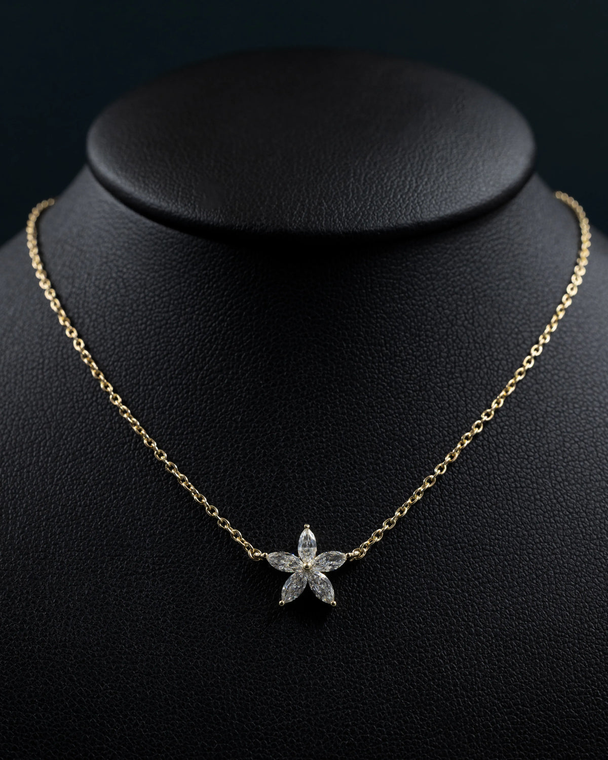 0.50 CTW Floral Marquise Lab-Grown Diamond Pendant Necklace