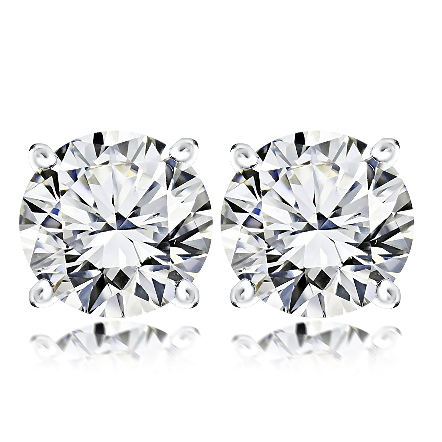 2 Carat Round Cut Cubic Zirconia Solitaire Stud Earrings