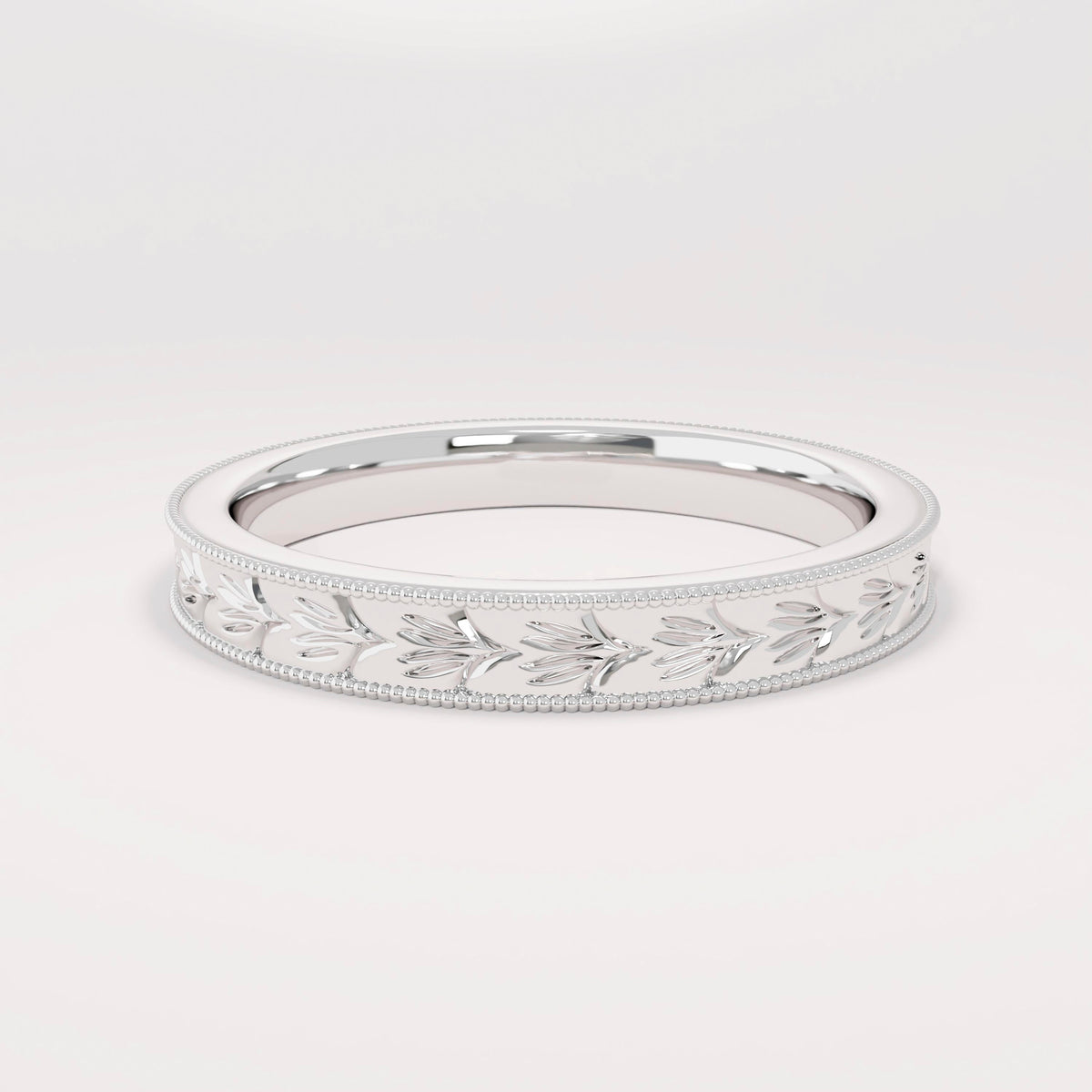 3mm Wheat Engraved Ring 14K Gold – His and Hers Simple Marriage Band