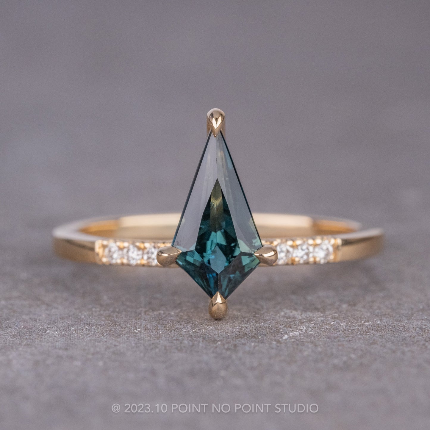 .95 Carat Teal Kite Sapphire and Diamond Engagement Ring, Jules Setting