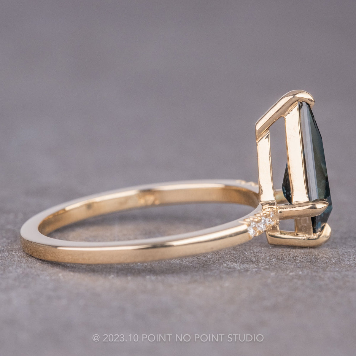 .95 Carat Teal Kite Sapphire and Diamond Engagement Ring, Jules Setting