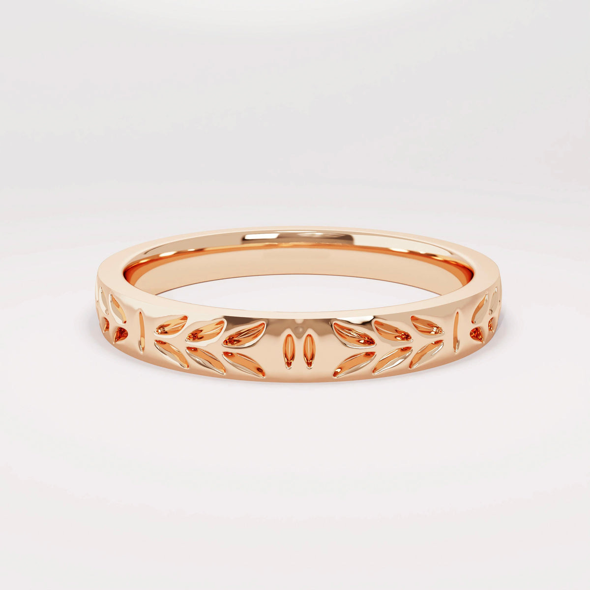 14k Solid Gold Leaf Wedding Band | Handmade Floral Ring | Minimalist Nature-Inspired Commitment/Anniversary Gift for Him & Her