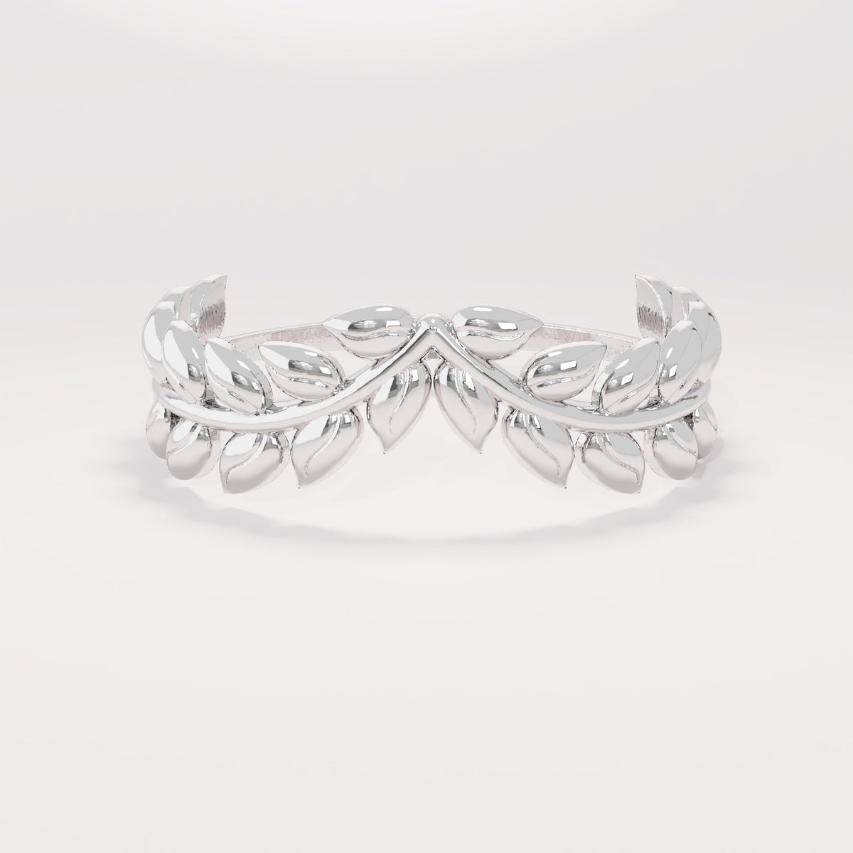 14K Solid Gold Olive Branch Ring – Dainty Leaf Vine Stackable Wedding Band