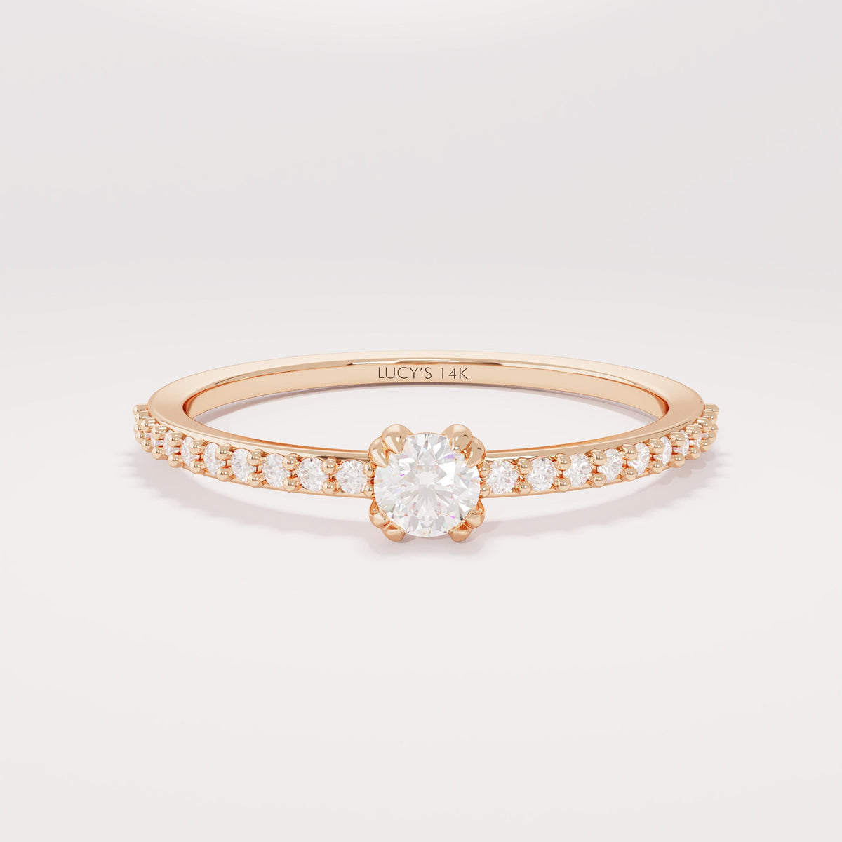 14K Solid Gold Diamond Solitaire Ring – Women's Minimalist Engagement Ring, Tiny Diamond Promise Band