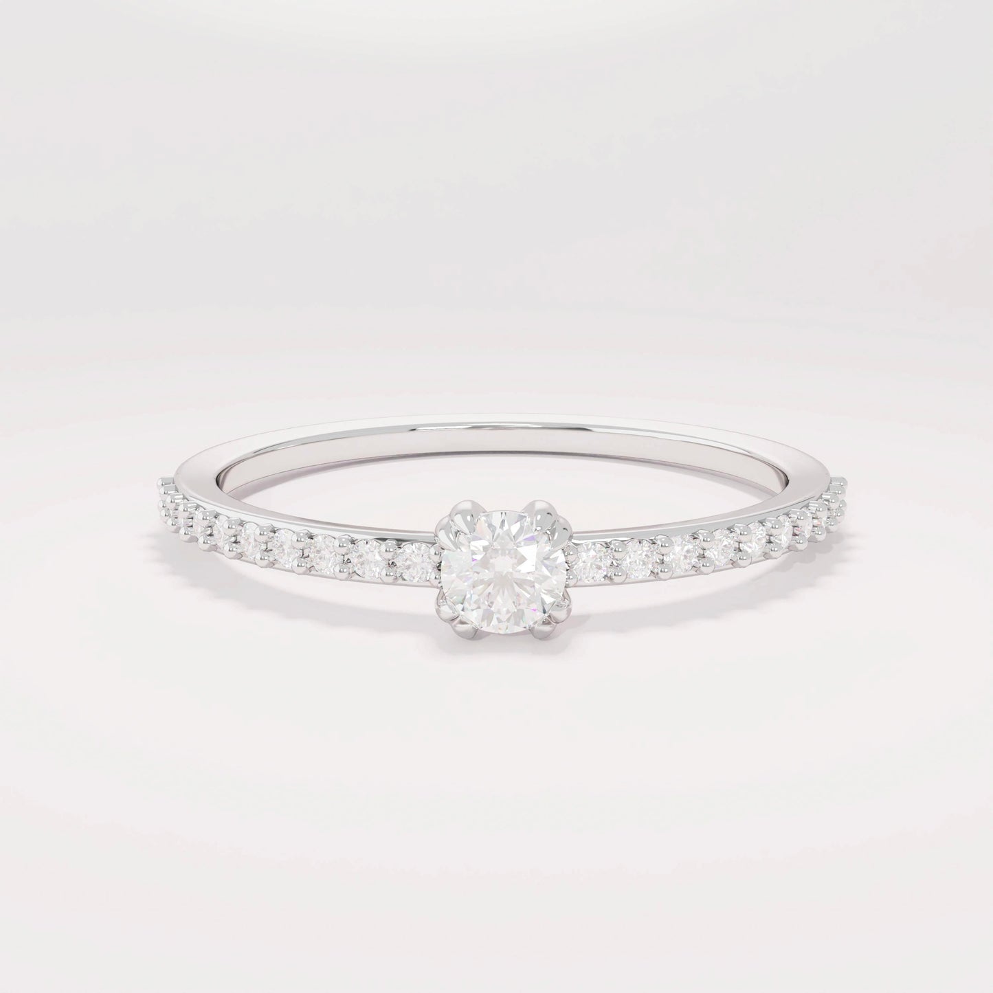 14K Solid Gold Diamond Solitaire Ring – Women's Minimalist Engagement Ring, Tiny Diamond Promise Band