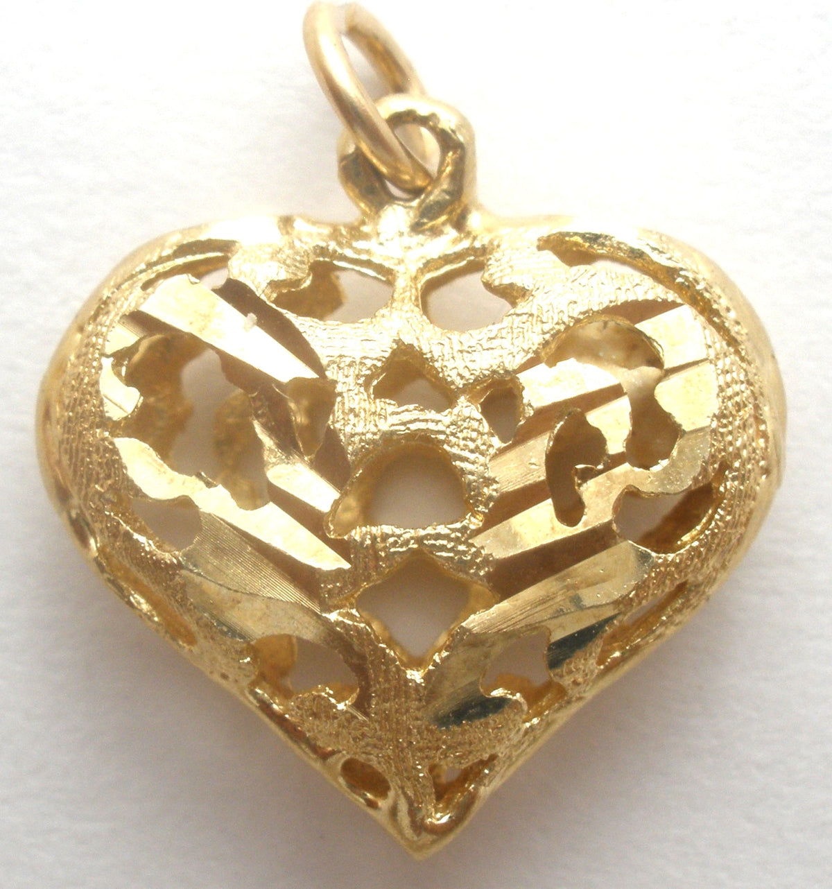 14K Diamond Cut Heart Pendant Charm