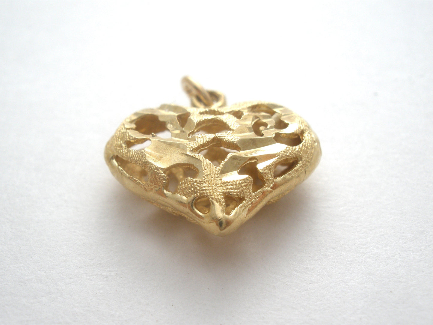 14K Diamond Cut Heart Pendant Charm