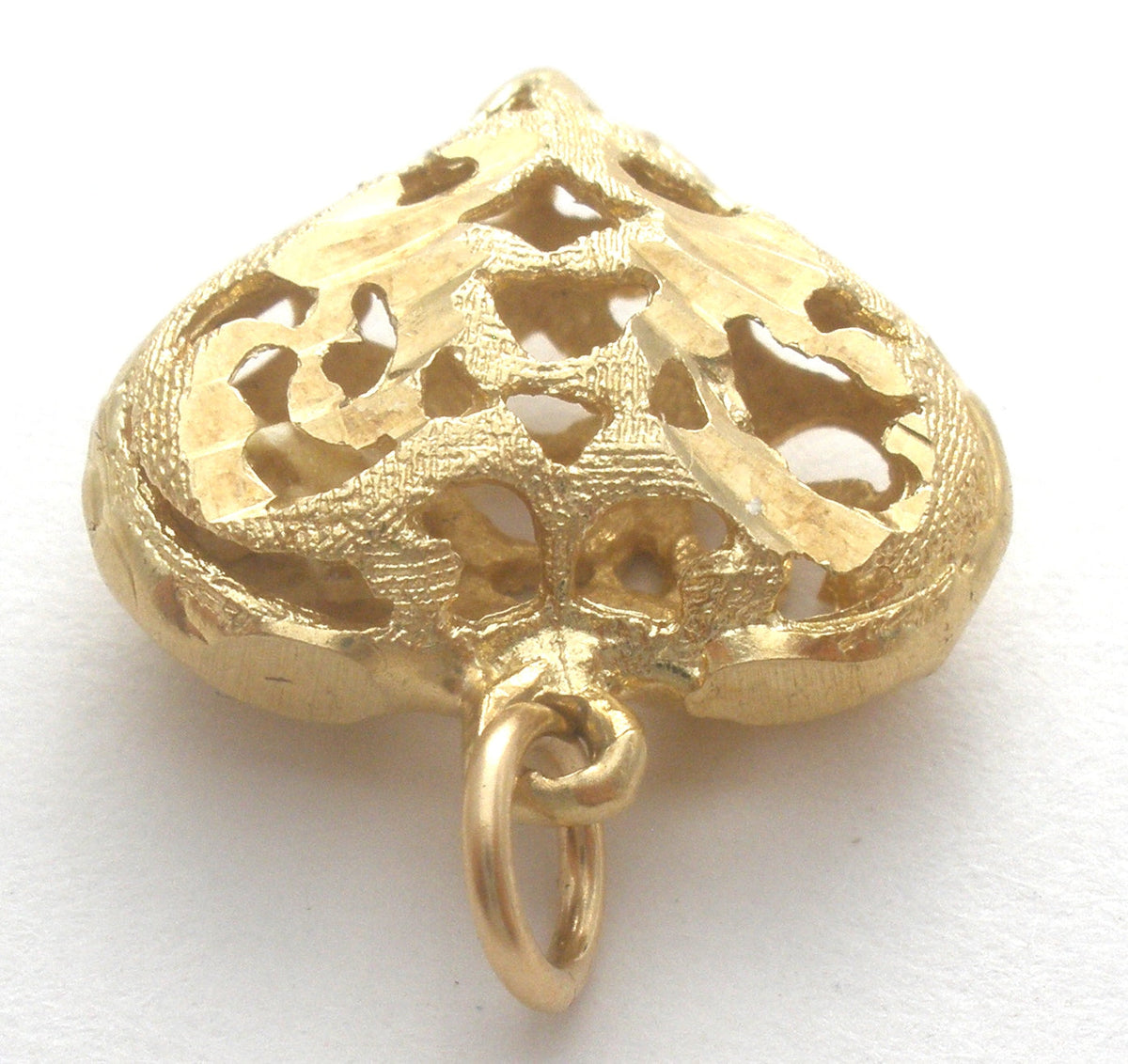 14K Diamond Cut Heart Pendant Charm