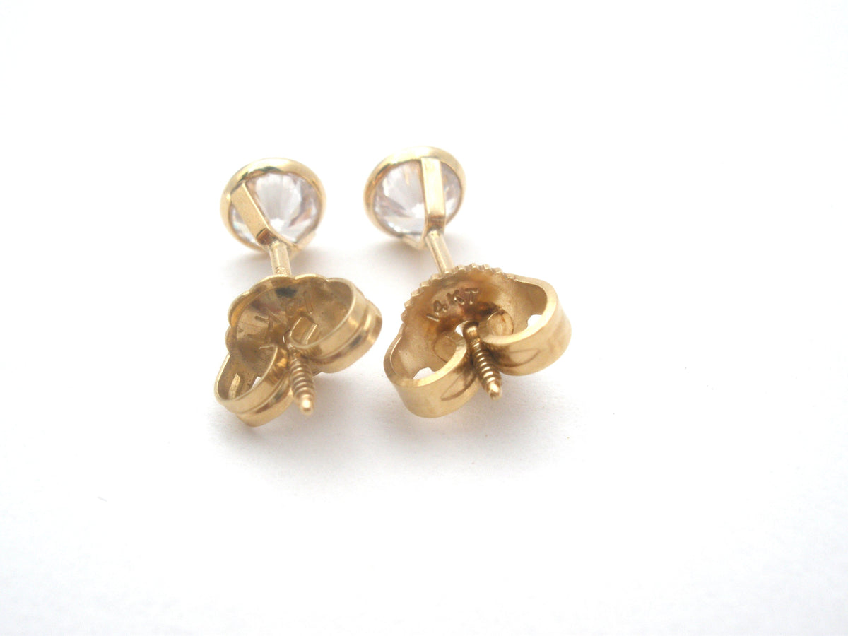 14K Gold Cubic Zirconia Post Earrings