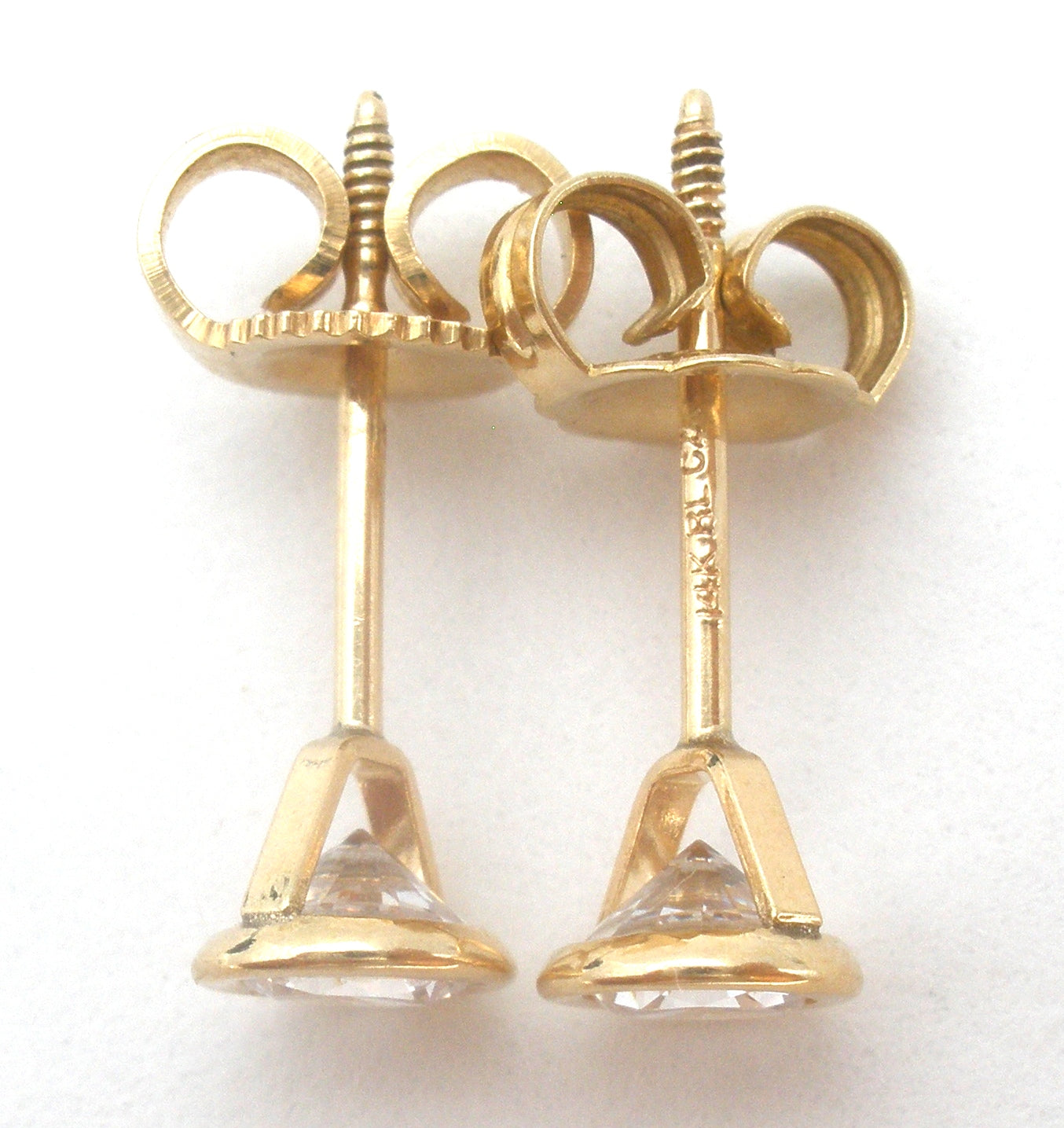 14K Gold Cubic Zirconia Post Earrings