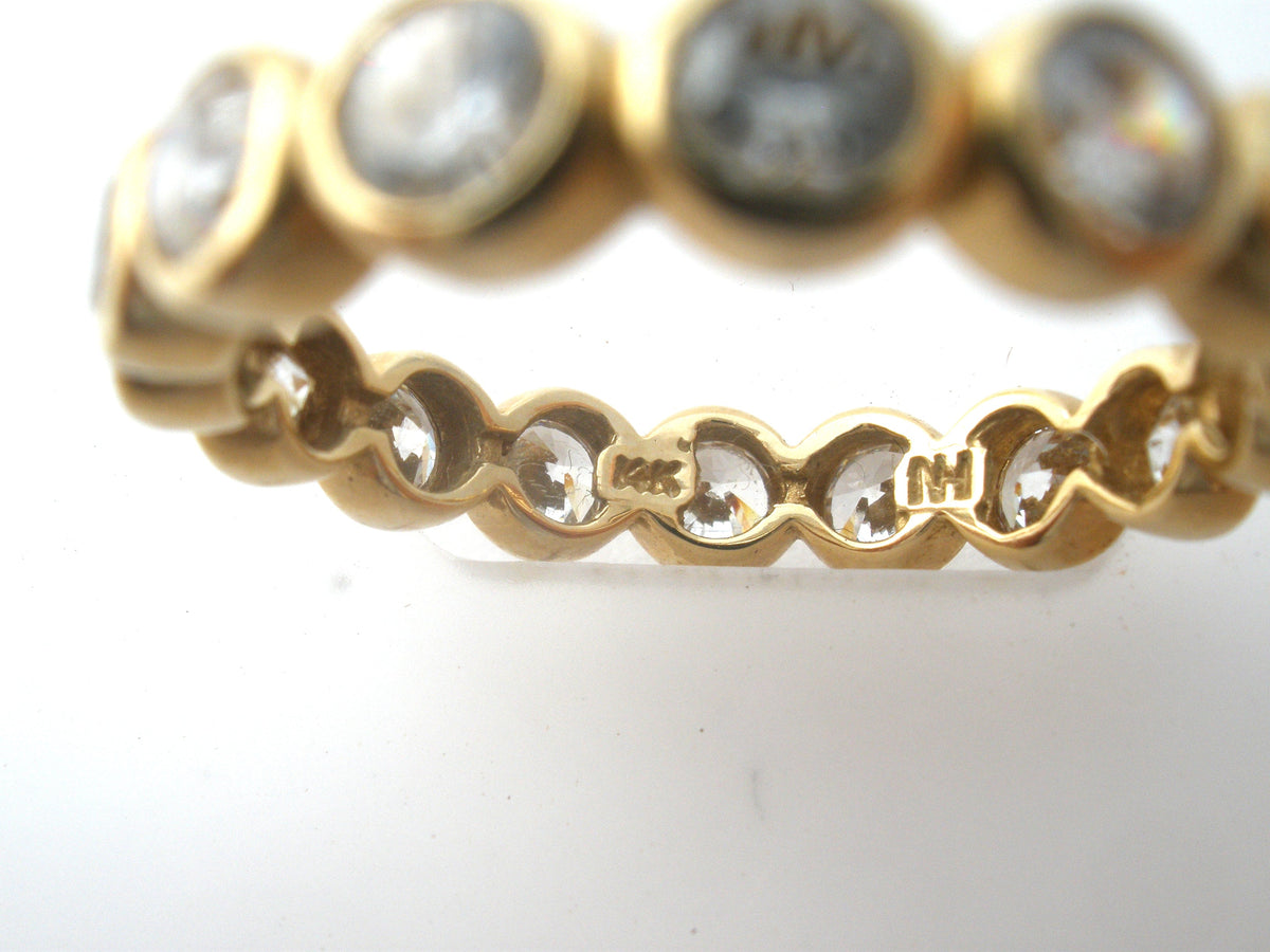 14K Gold Eternity Ring Cubic Zirconia Size 9