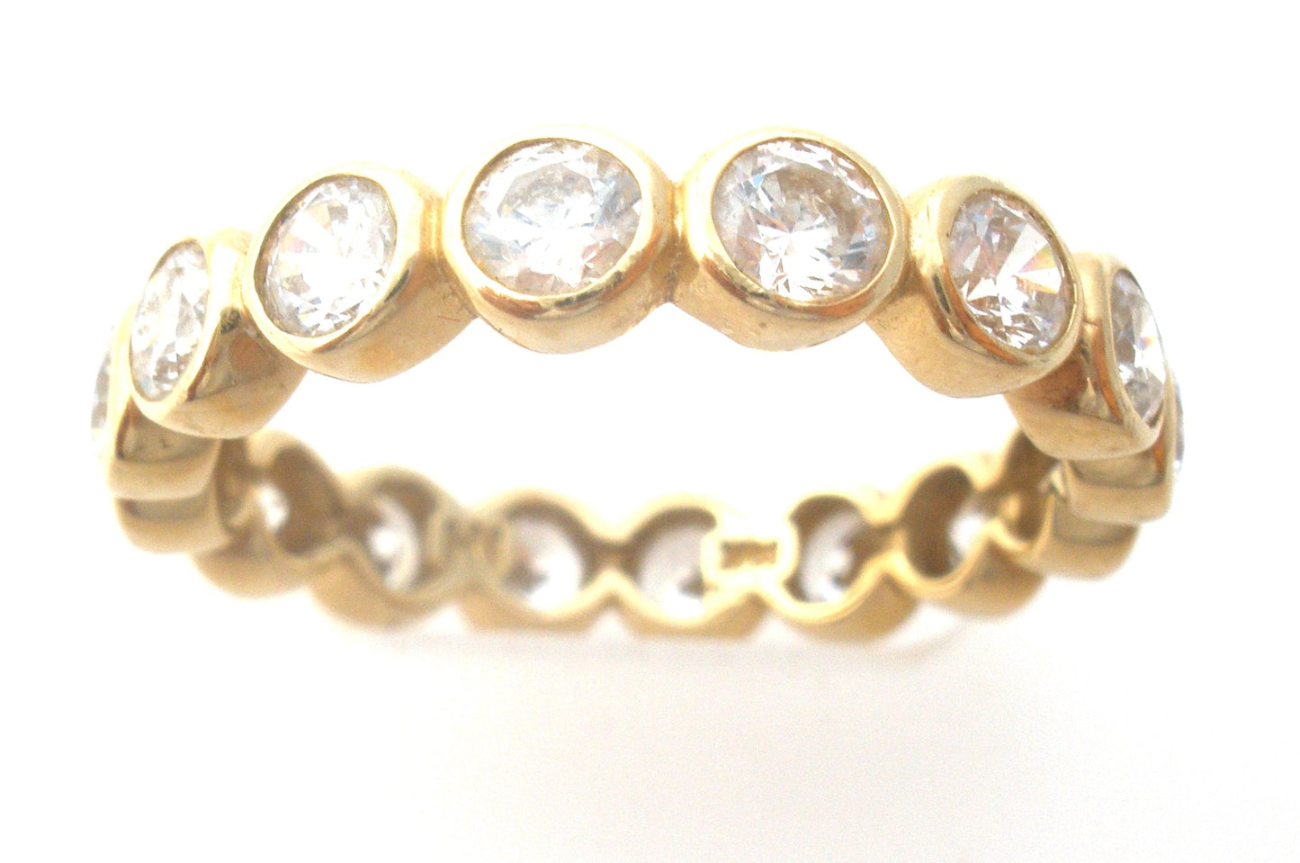 14K Gold Eternity Ring Cubic Zirconia Size 9