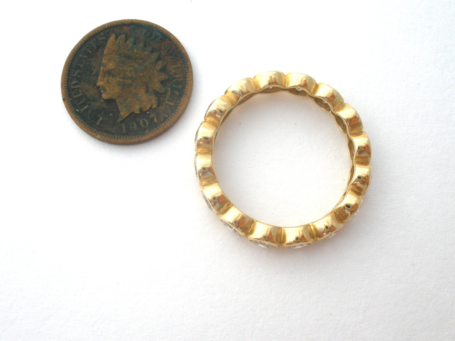 14K Gold Eternity Ring Cubic Zirconia Size 9