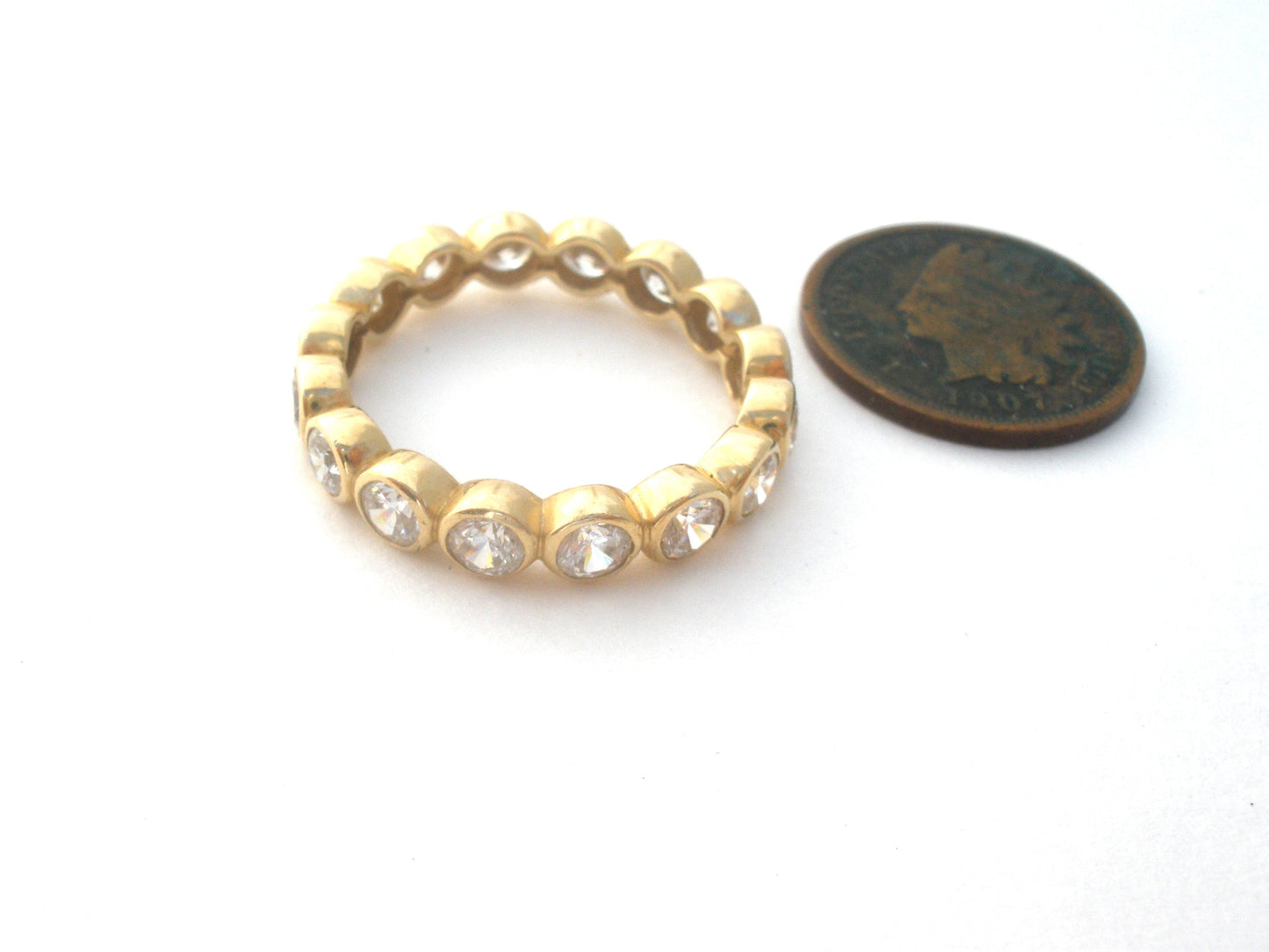 14K Gold Eternity Ring Cubic Zirconia Size 9