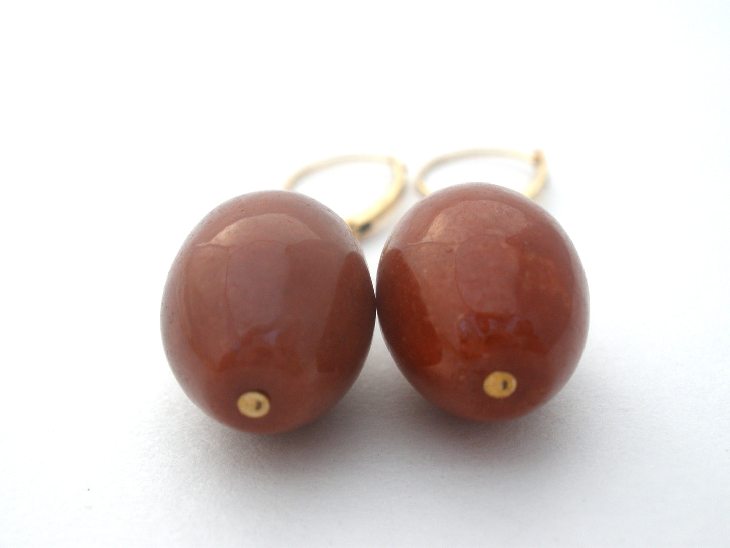 14K Gold Red Jasper Pierced Earrings Dangle