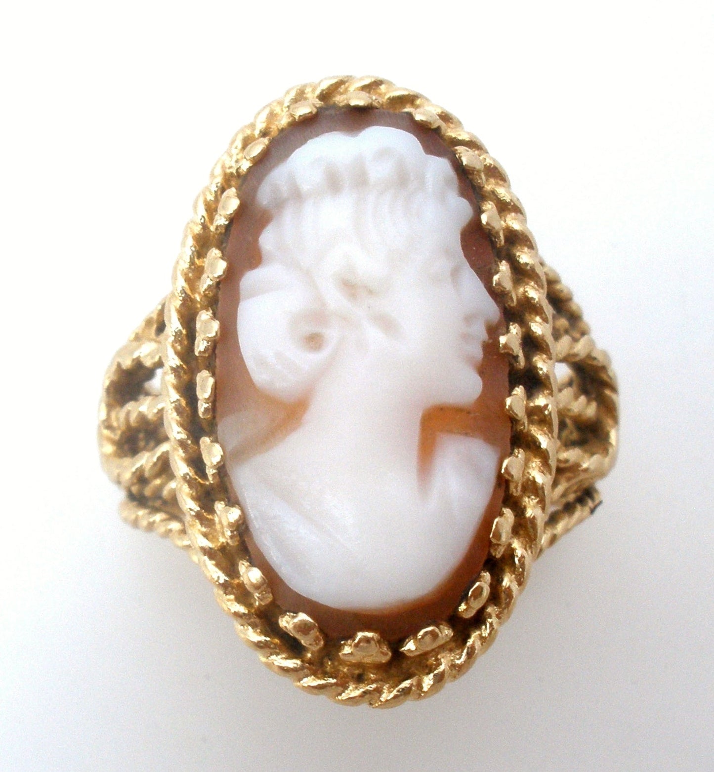 14K Gold Shell Cameo Ring Size 4