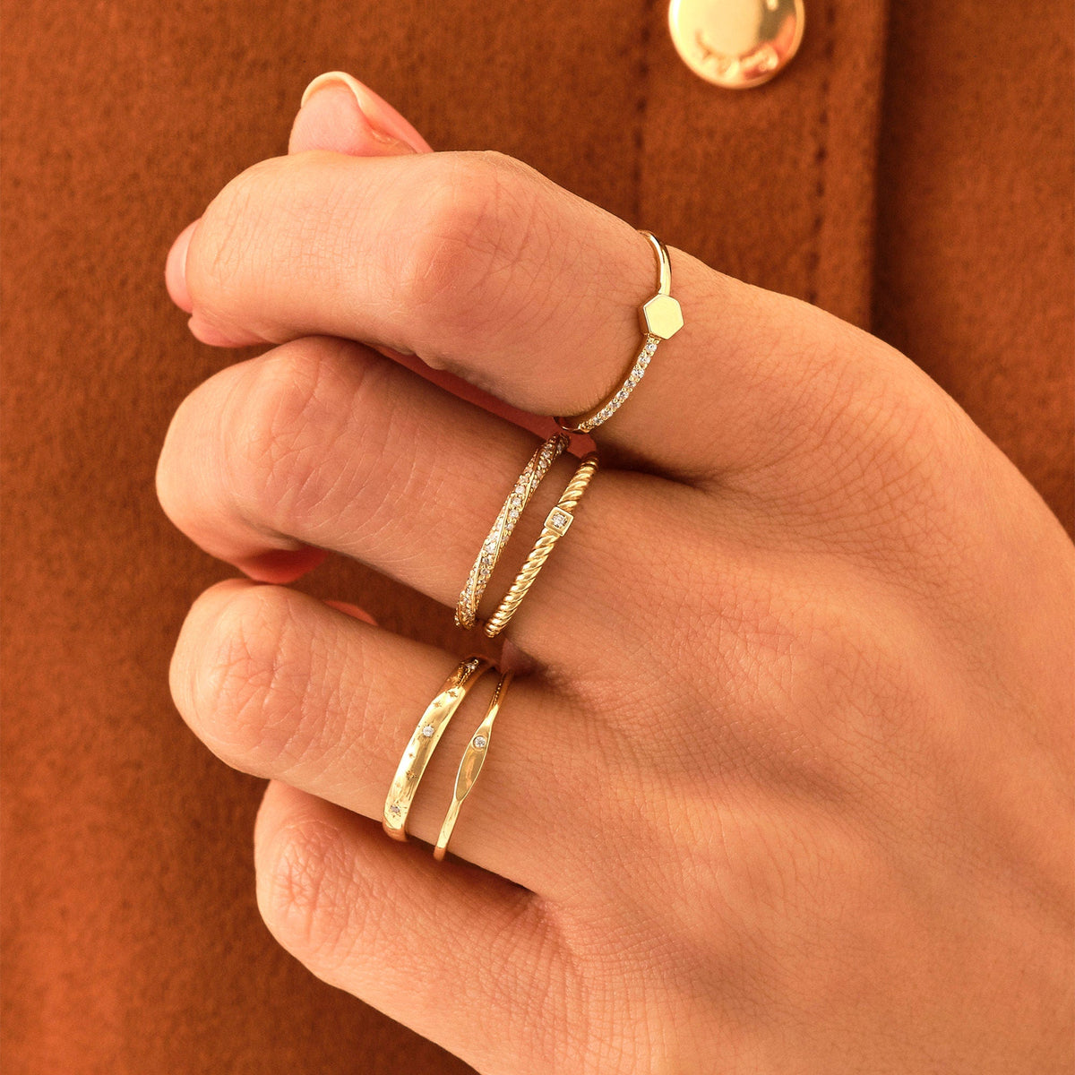 14k Solid Gold Diamond Star Pave Band | Minimalist Celestial Wedding Band | Womens Starbust Eternity Comfort Fit Ring