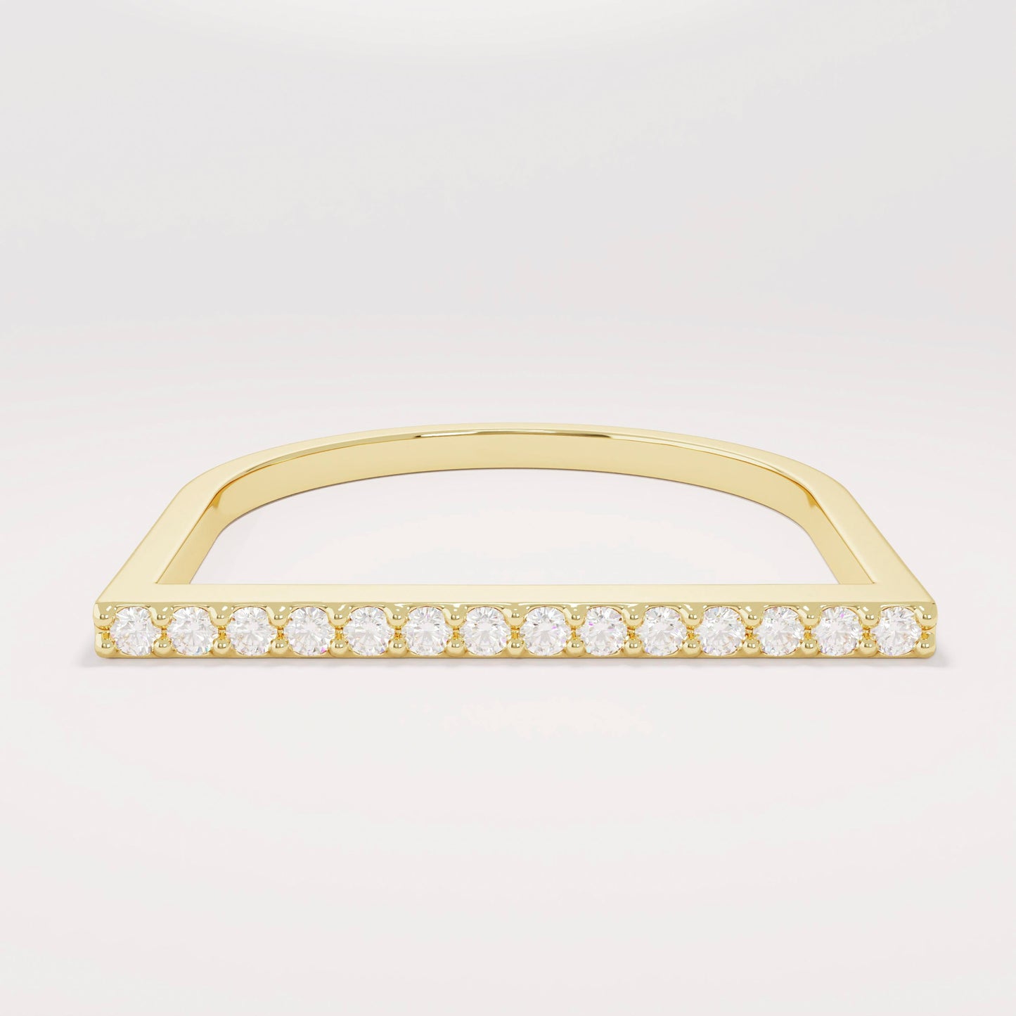 14k Solid Gold Diamond Flat Bar Ring, Dainty Fine Gold Jewelry, Pave Thin Stacking Band for Women, Minimalist Line Pointer Finger Ring