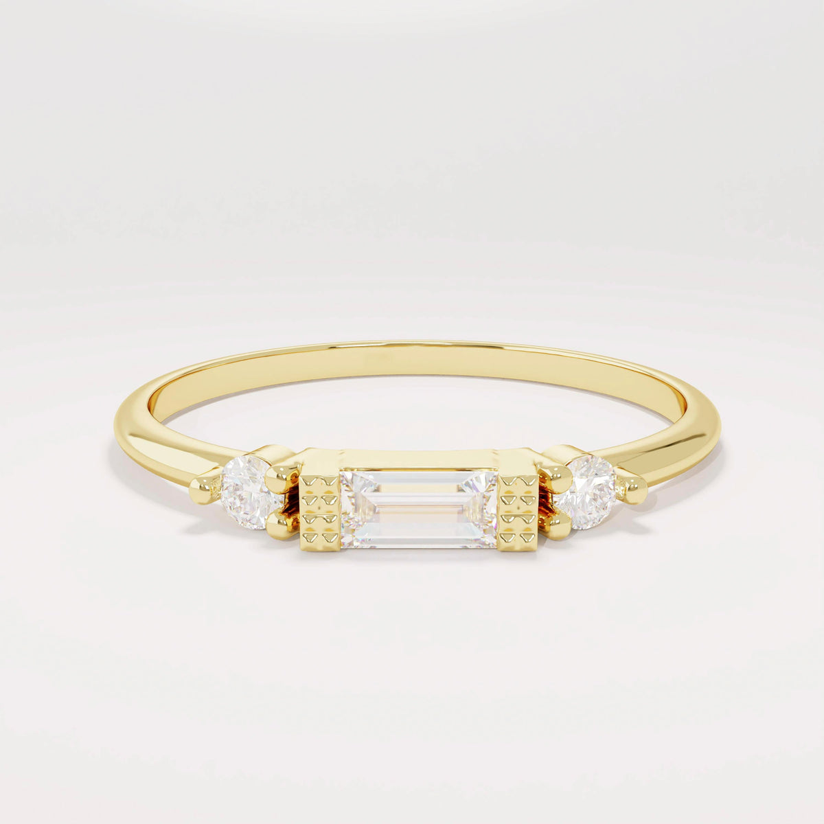 14k Solid Gold Baguette Diamond Ring | Minimalist Engagement Ring & Stacking Band for Women | Dainty Jewelry Gift for Her