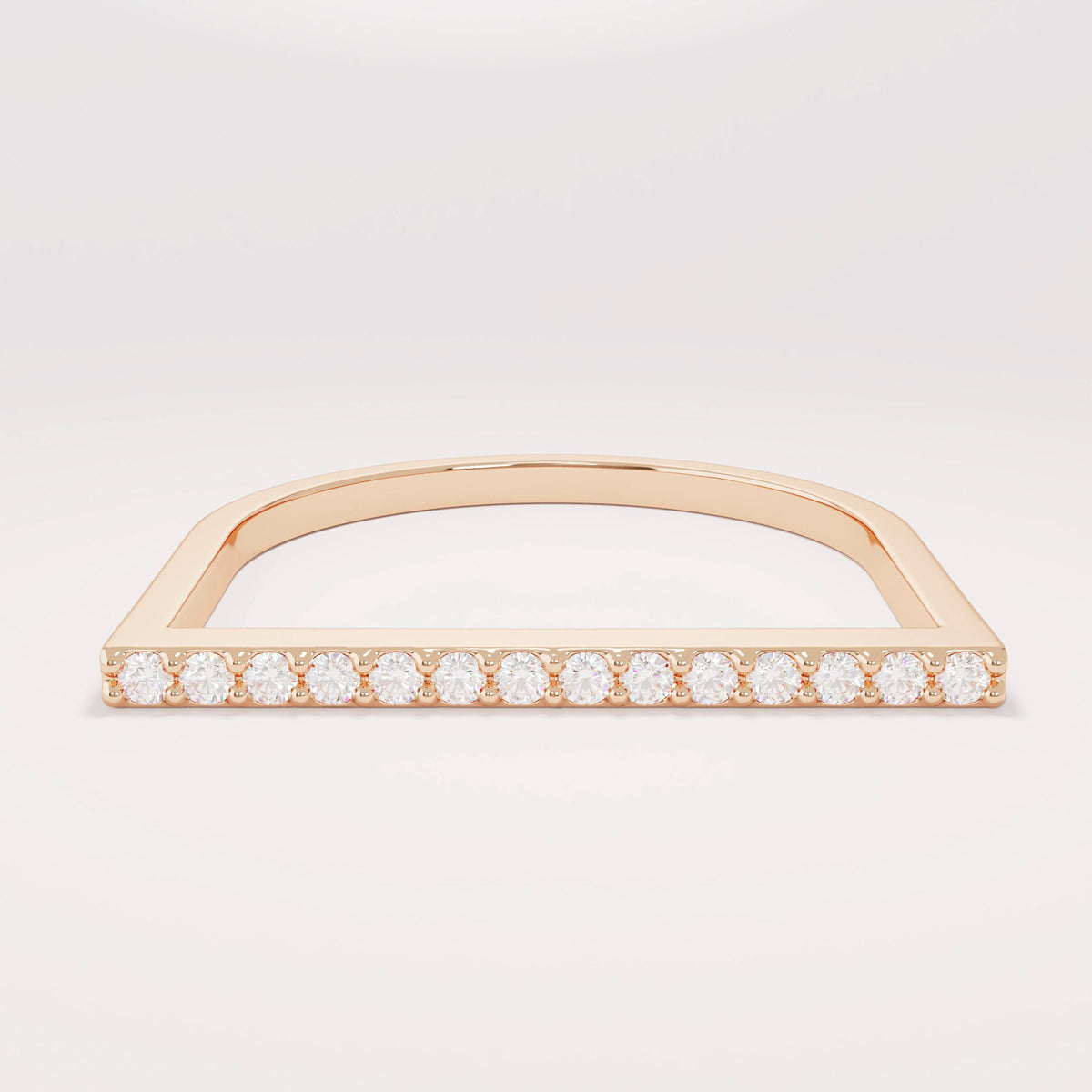 14k Solid Gold Diamond Flat Bar Ring, Dainty Fine Gold Jewelry, Pave Thin Stacking Band for Women, Minimalist Line Pointer Finger Ring