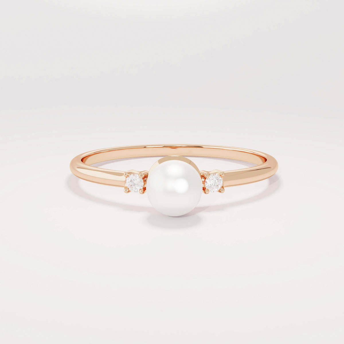 Dainty Freshwater Pearl Engagement Ring – 14k Solid Gold | Tiny Diamond Accent | Handmade Minimal Stacking Gift