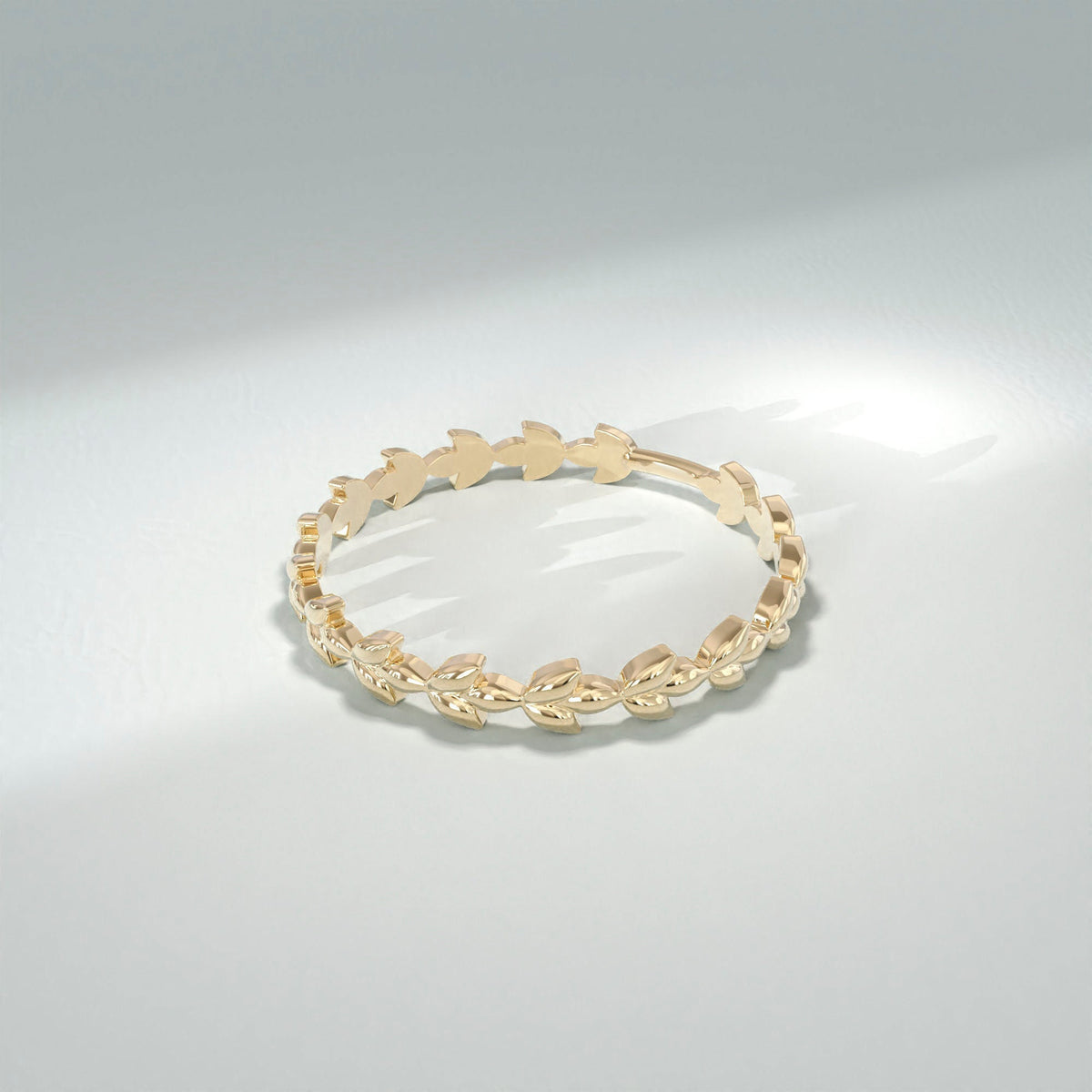 14k Solid Gold Dainty Floral Wedding Band - Vine Leaf Ring, Nature-Inspired Stackable Jewelry