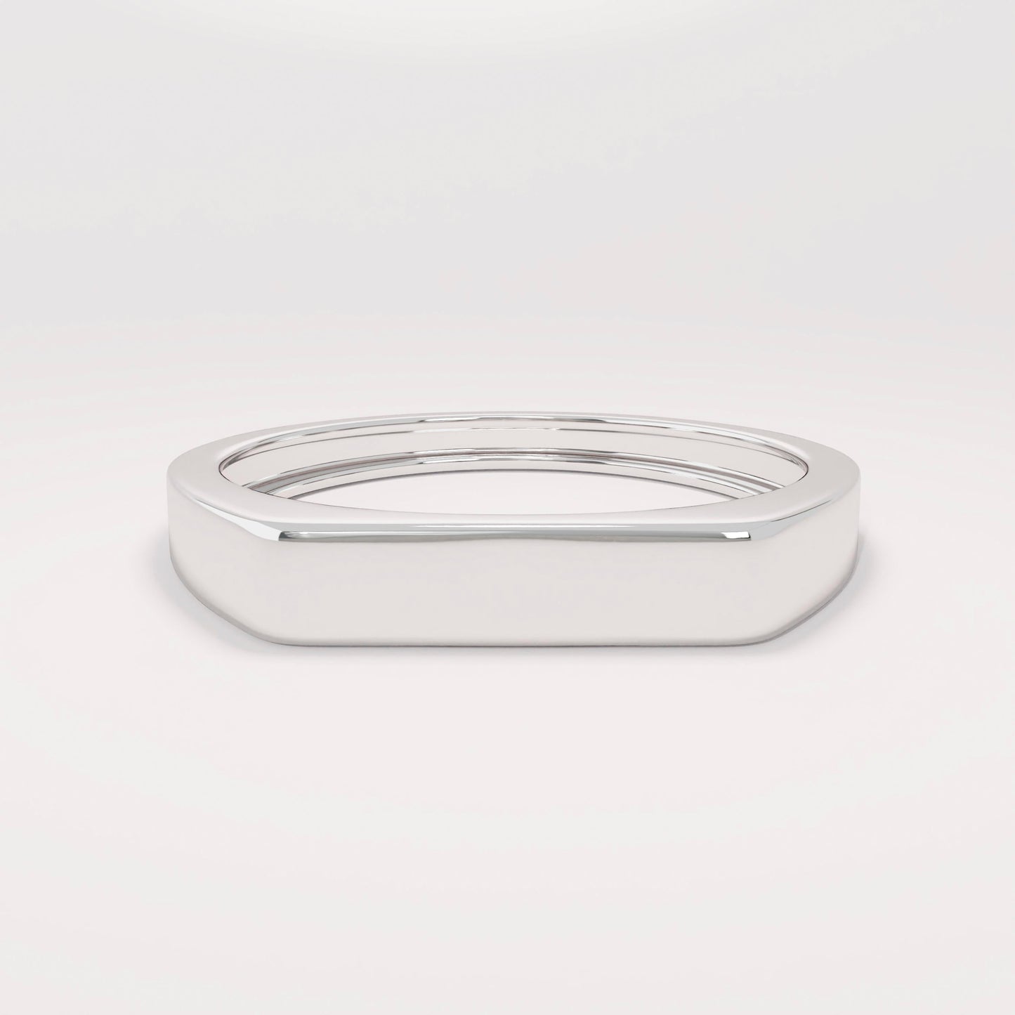14k Solid Gold Signet Bar Ring – Modern Thick Flat Line Ring, Unique Geometric Handmade Band