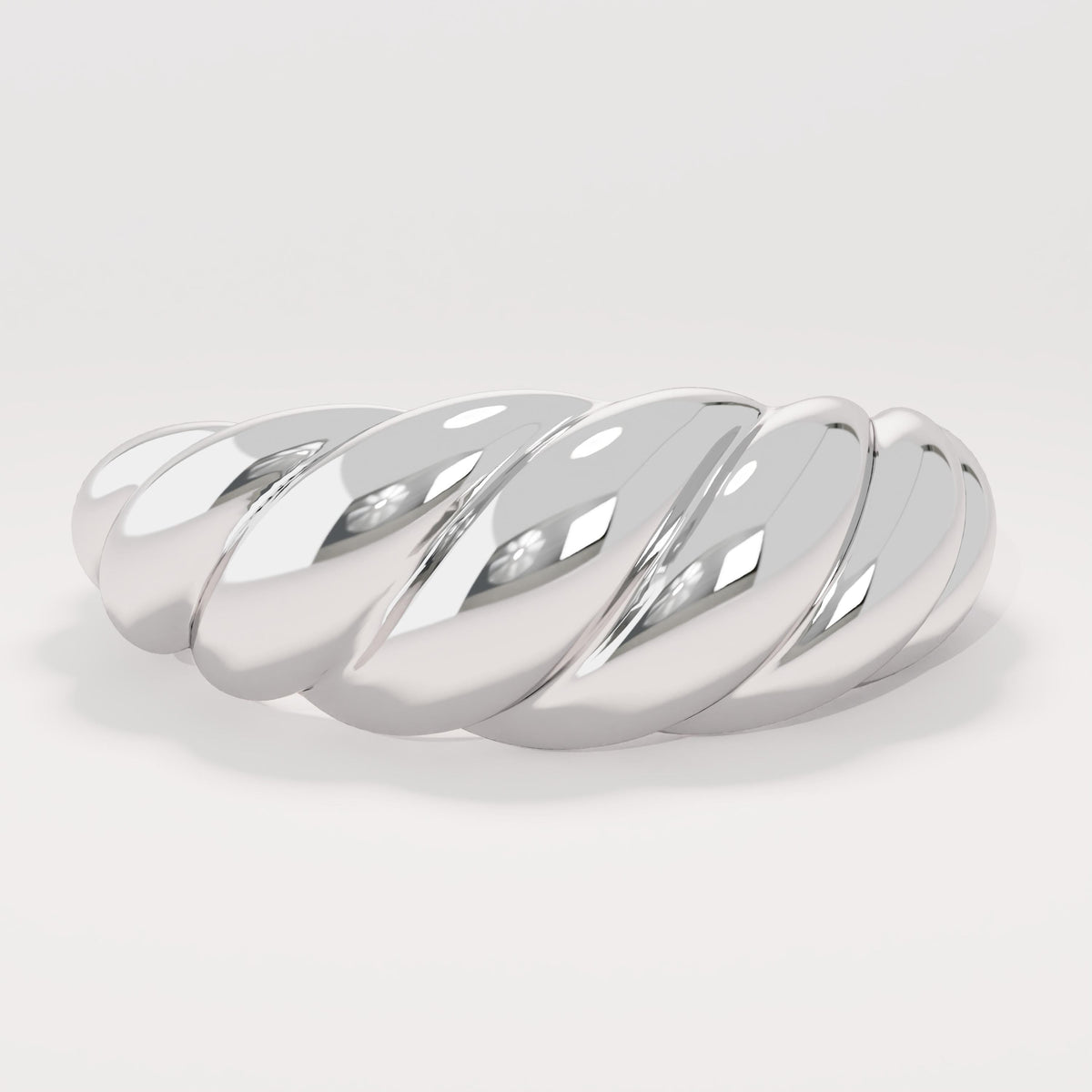 14K Solid Gold Shrimp Croissant Dome Ring – Chunky Twisted Rope Statement Band