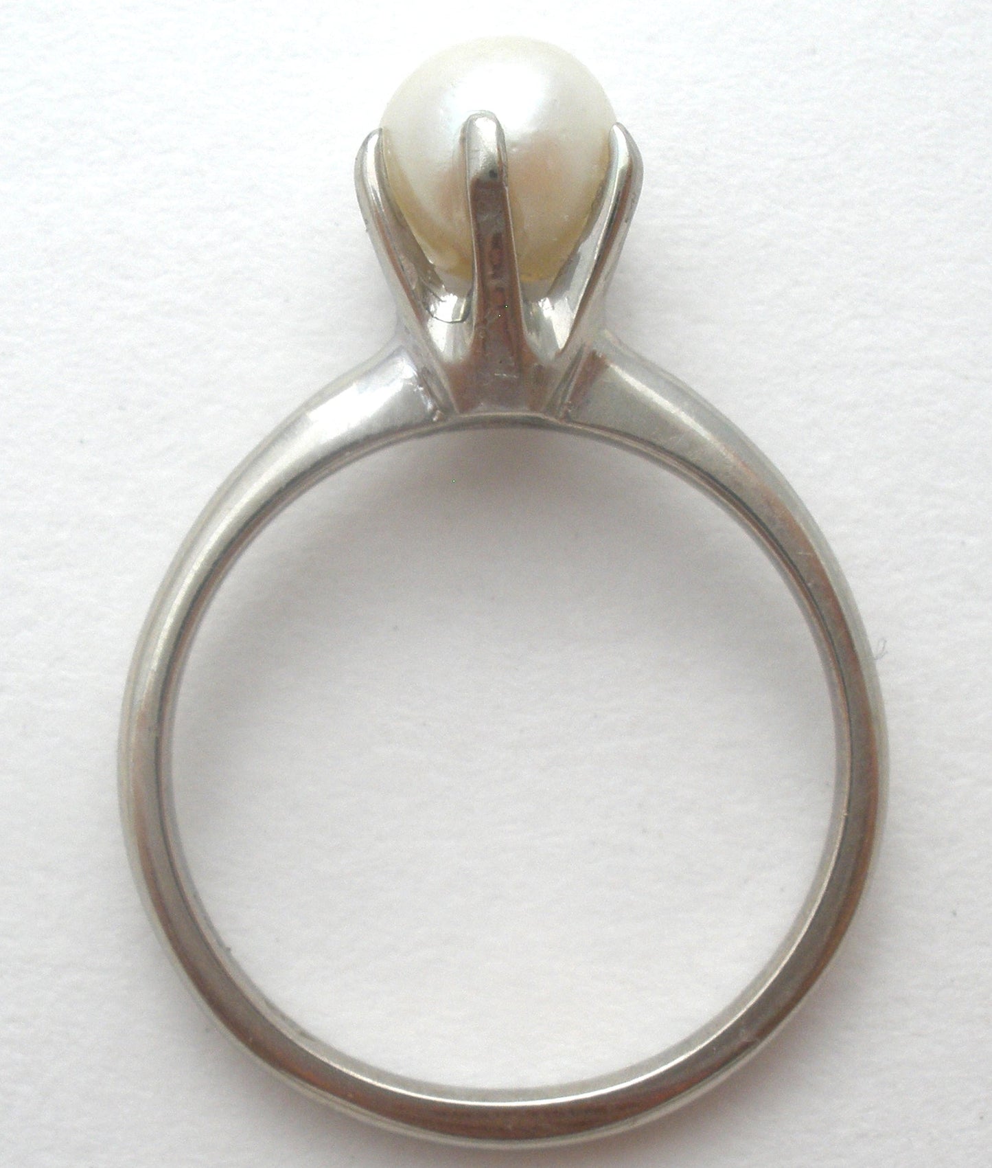14K White Gold Pearl Ring Size 5