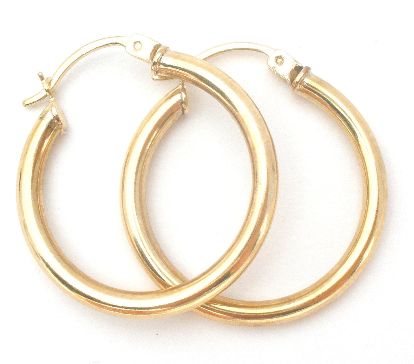 14K Yellow Gold Round Hoop Earrings