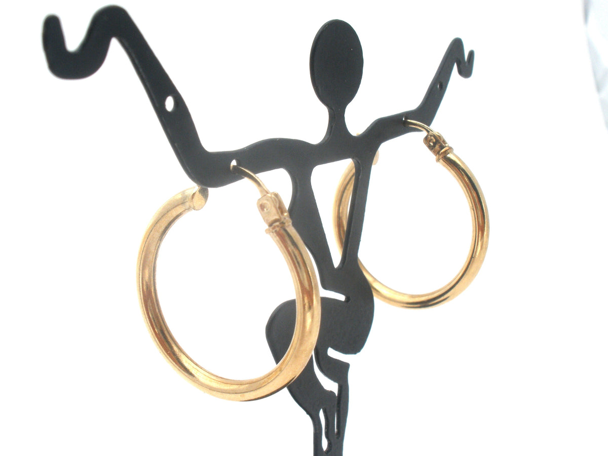 14K Yellow Gold Round Hoop Earrings