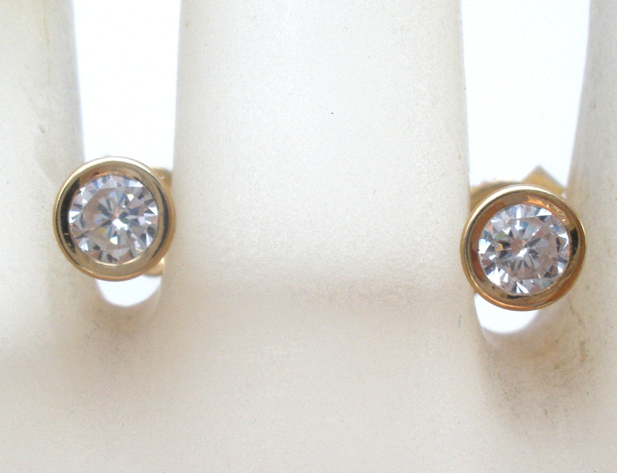 14K Gold Cubic Zirconia Post Earrings
