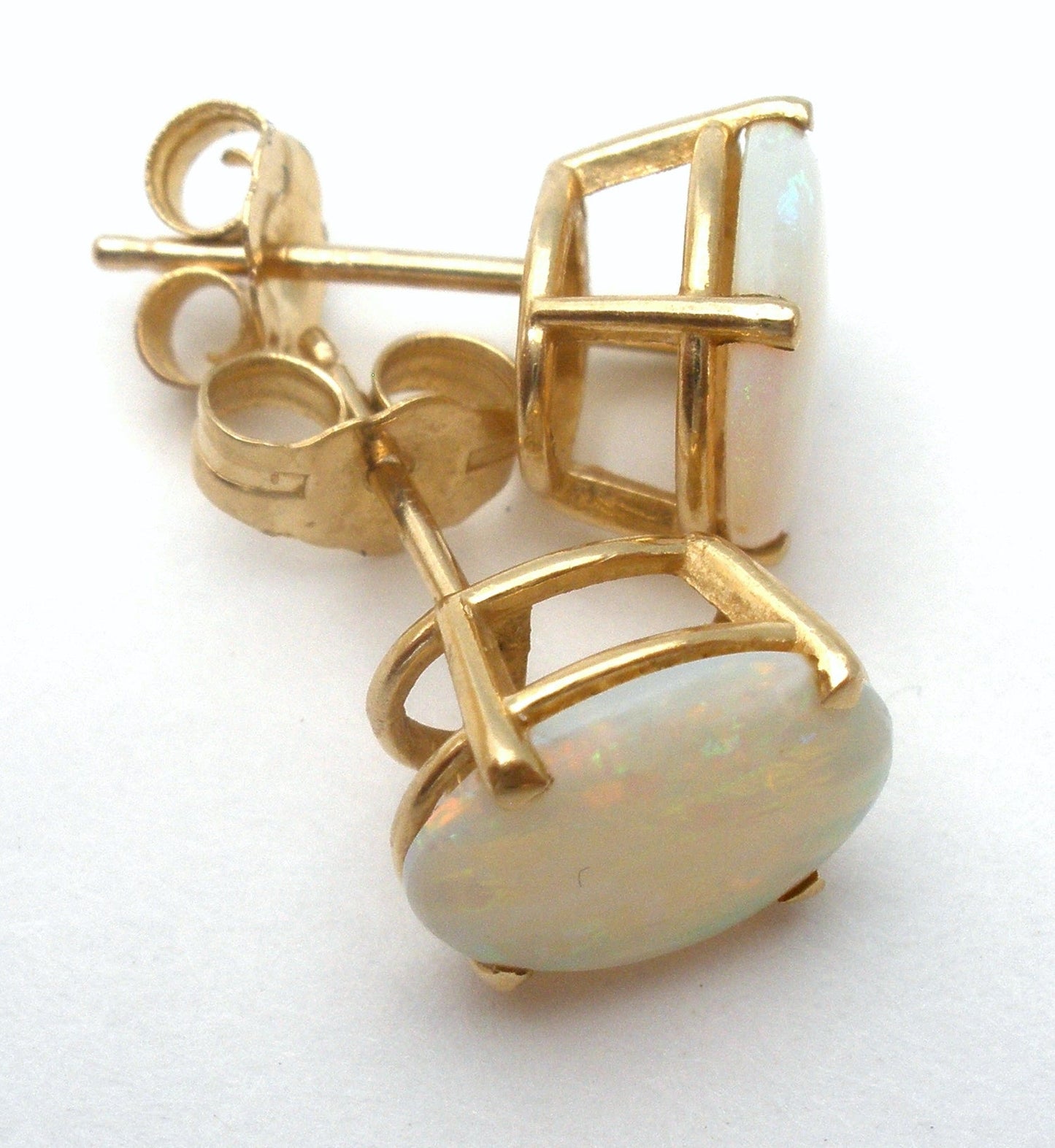14K Gold Opal Stud Earrings Vintage