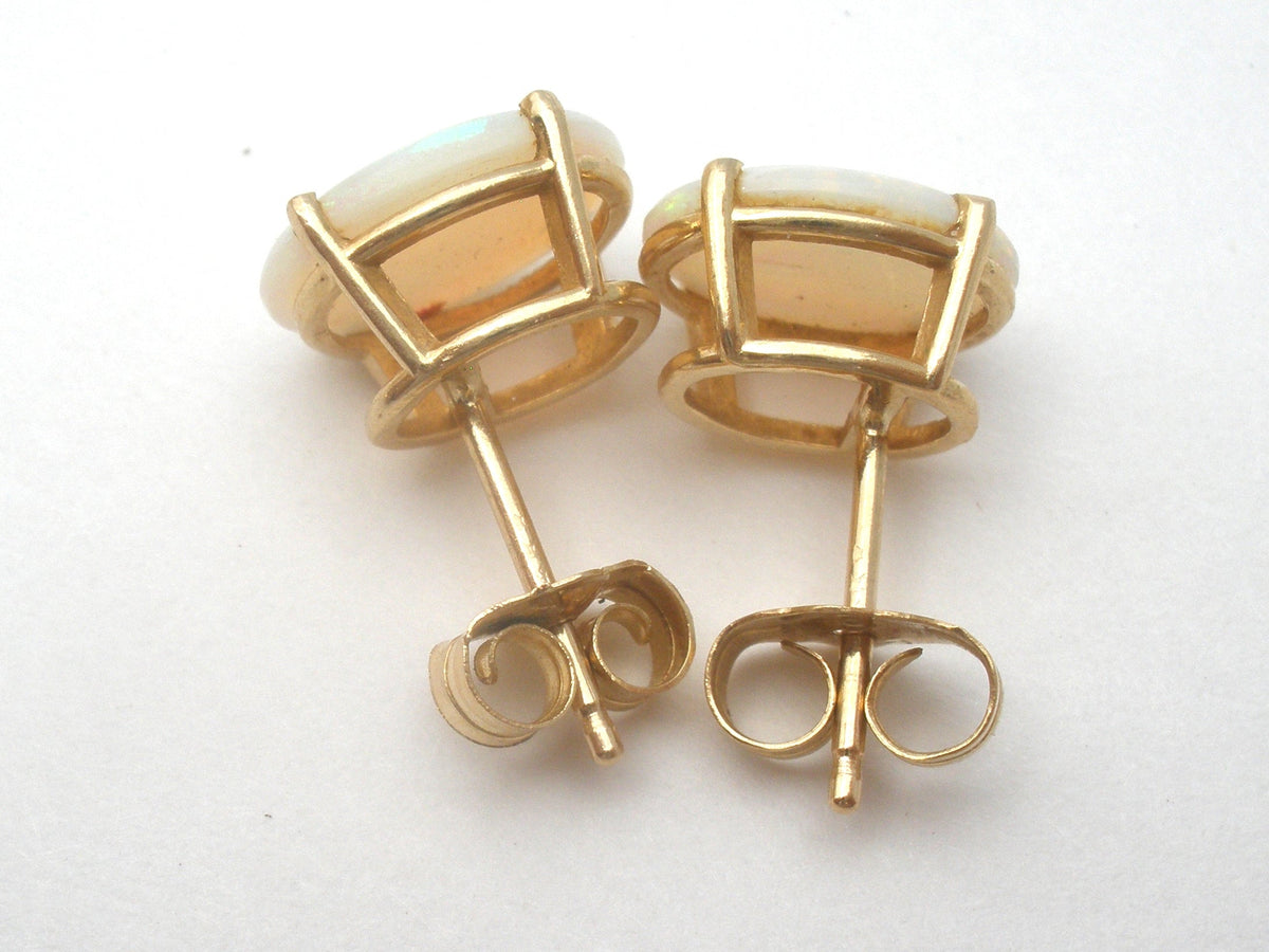 14K Gold Opal Stud Earrings Vintage