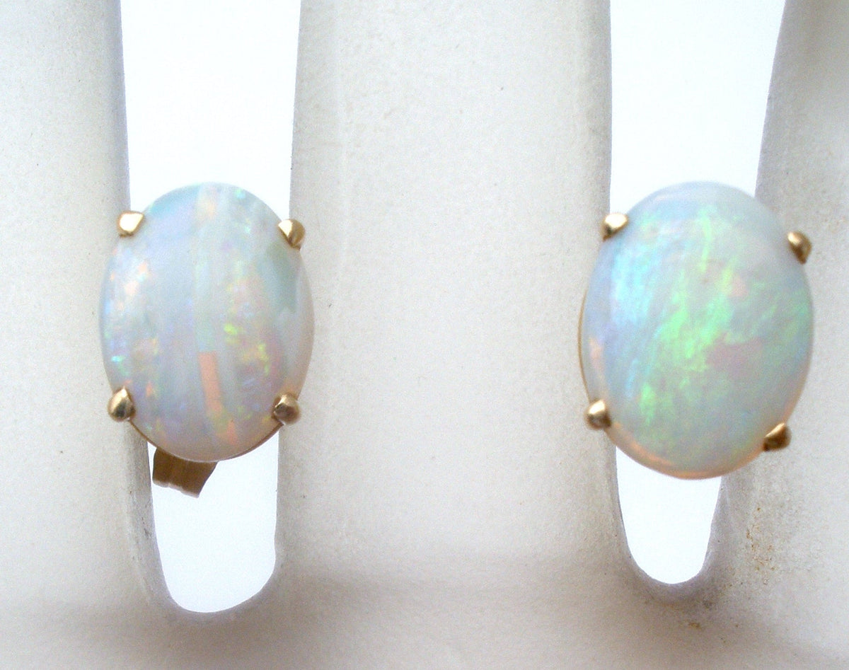 14K Gold Opal Stud Earrings Vintage