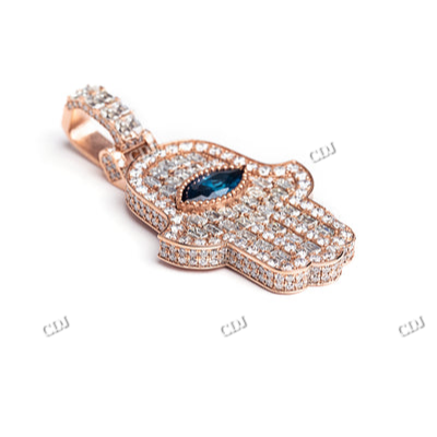 Rose Gold Plated Moissanite Silver Hand Pendant for Girl