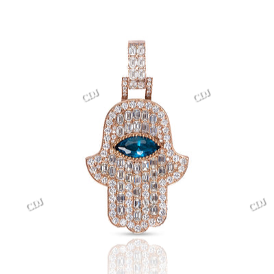 Rose Gold Plated Moissanite Silver Hand Pendant for Girl