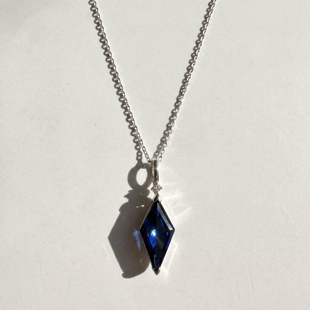 The Kite Cut Gemstone Necklace | Blue Sapphire | Sterling Silver