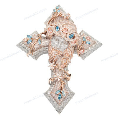 Unique Design Two Tone Gold Plated Cross Pendant