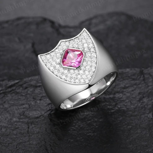 Men's Collections 925 Sterling Silver VVS Moissanite Shield Signet Ring
