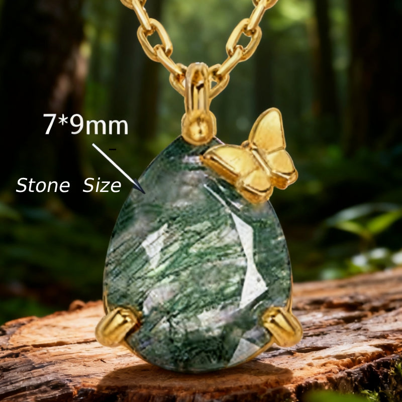 Emerald Cut Moss Agate Unique Necklace - Verdantfly