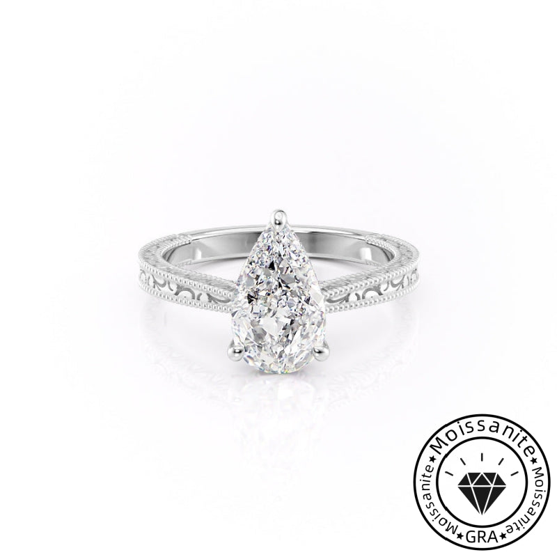 Modern Solarii Moissanite 2.0ct Pear Cut 925 Sterling Silver Hidden Halo Engagement Ring