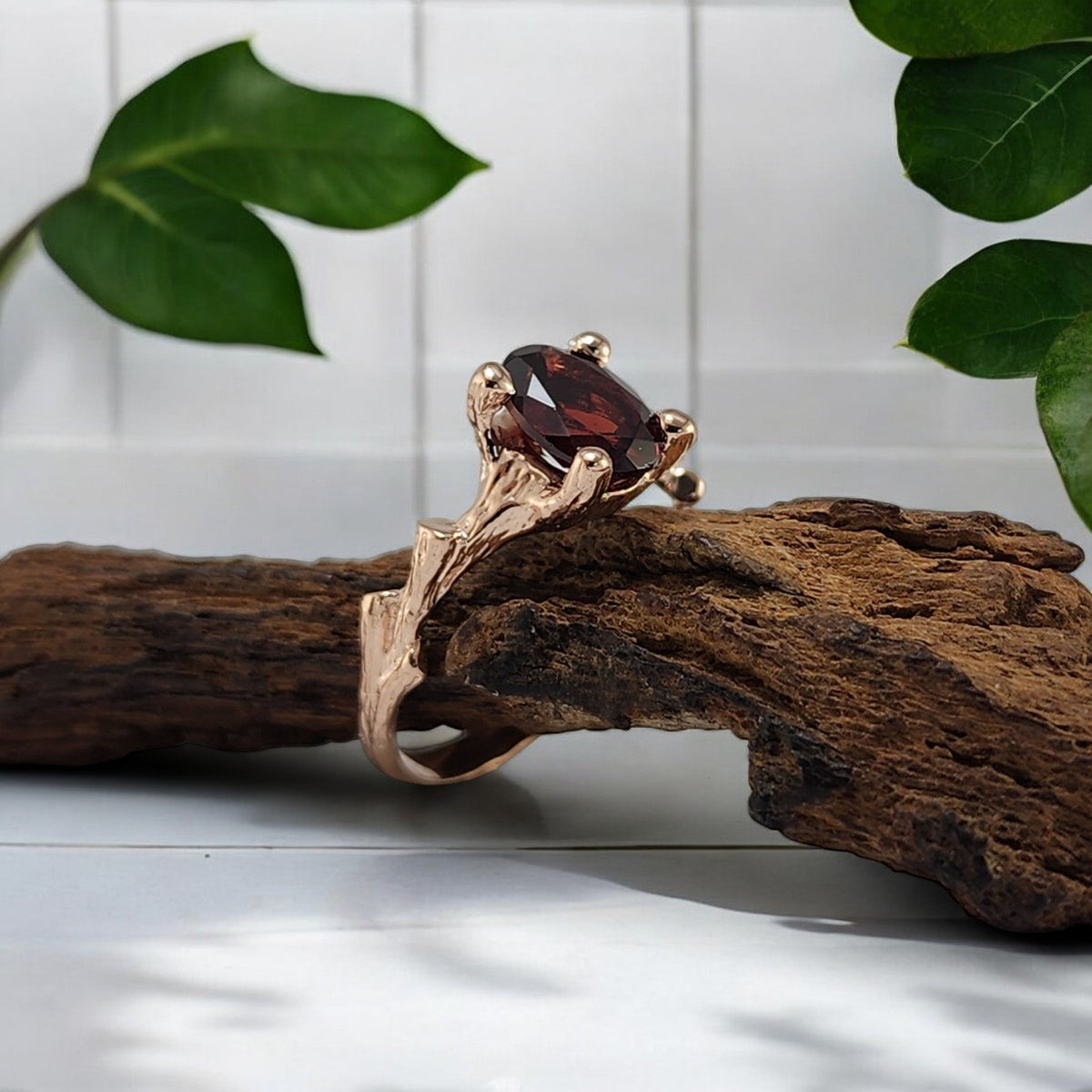 14k Gold Garnet Gemstone Ring