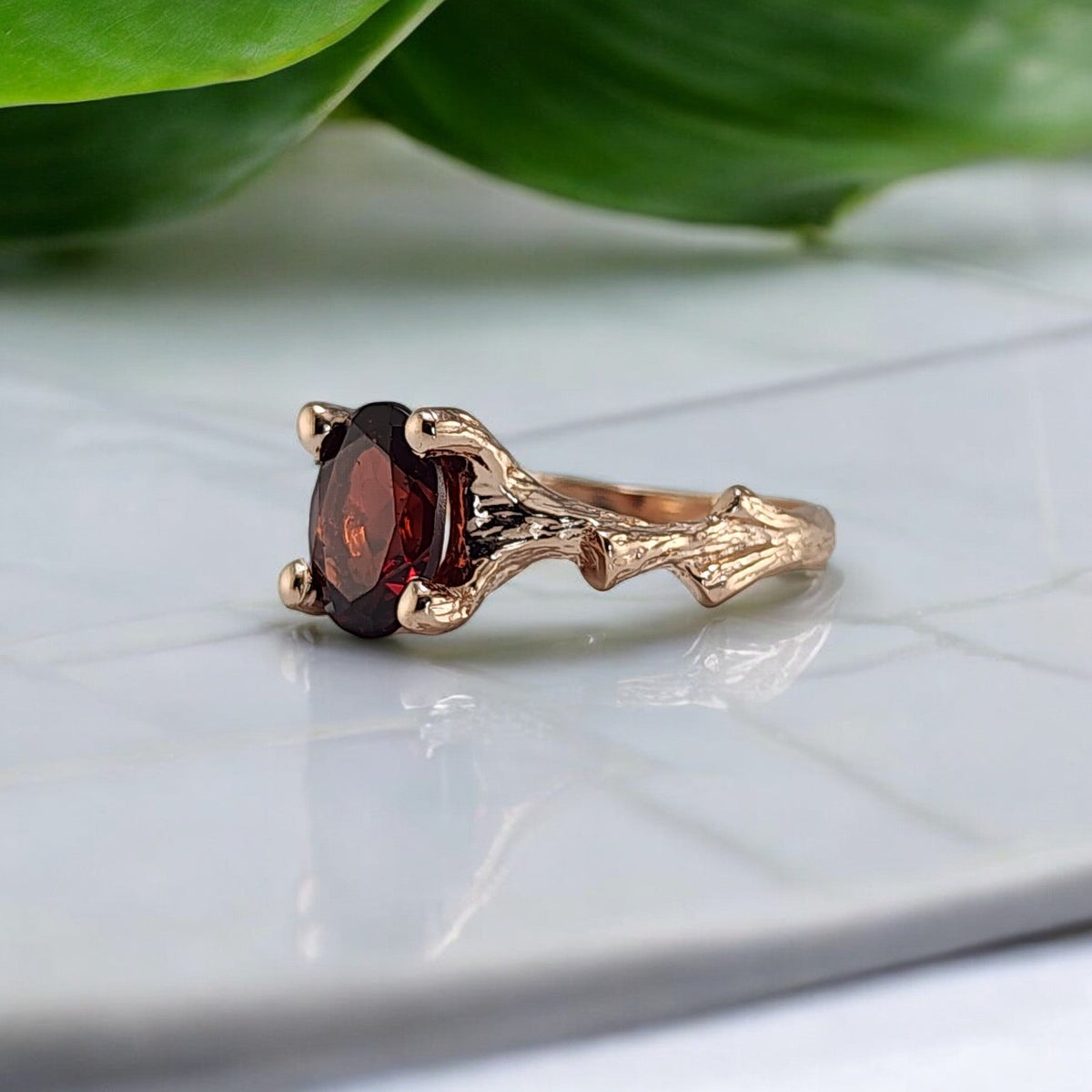 14k Gold Garnet Gemstone Ring