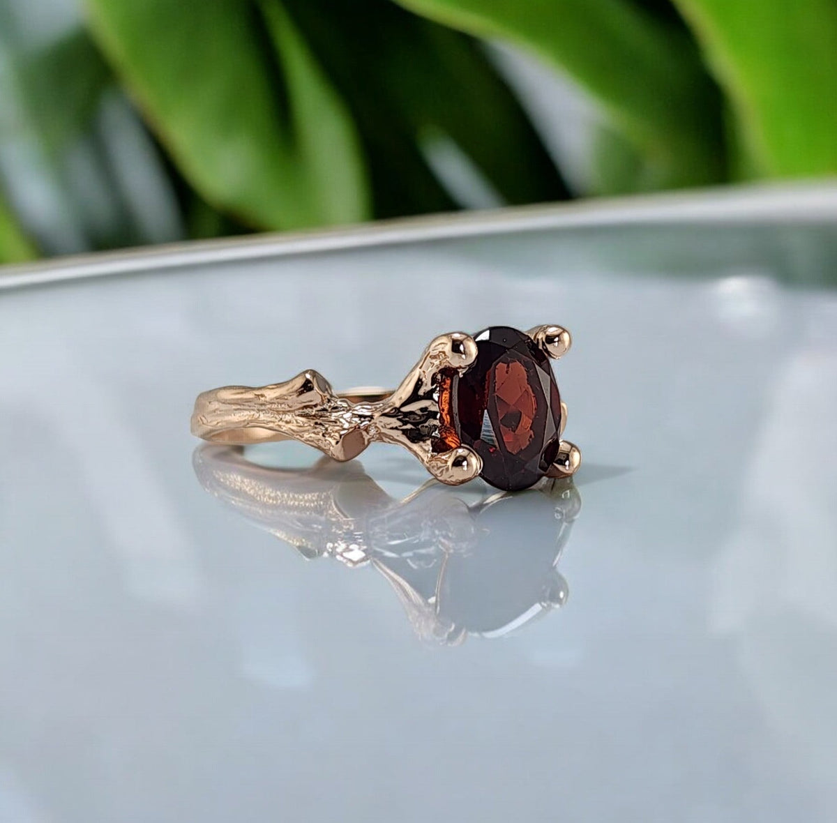 14k Gold Garnet Gemstone Ring
