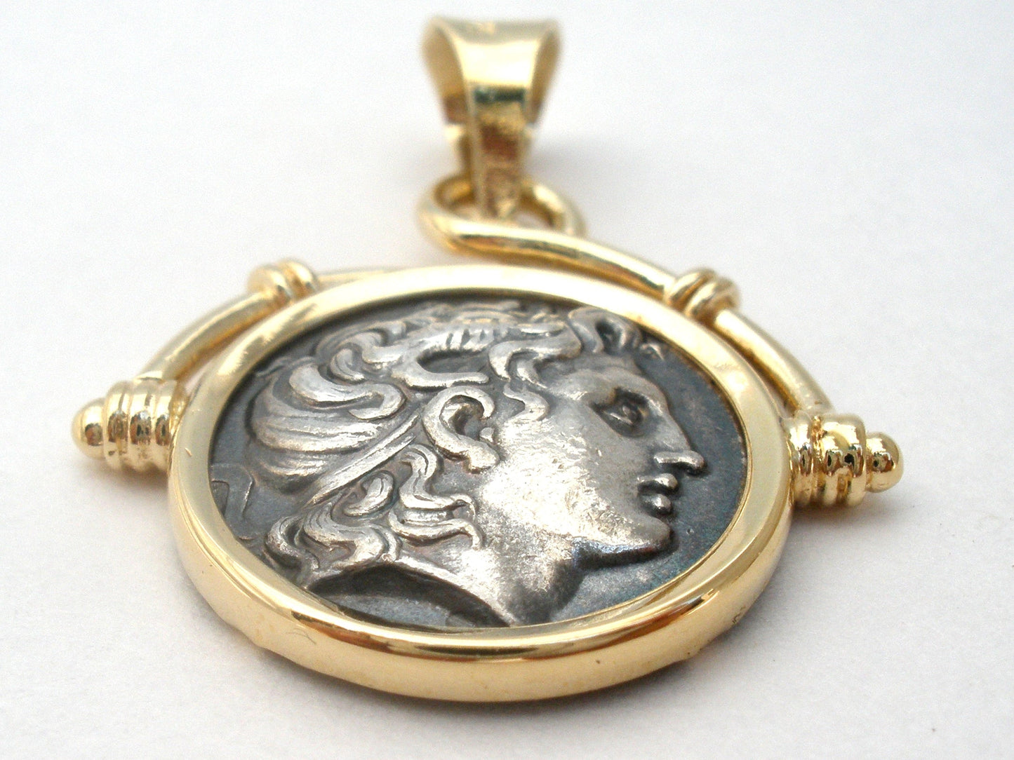 14k Gold & Silver Alexander The Great Coin Pendant